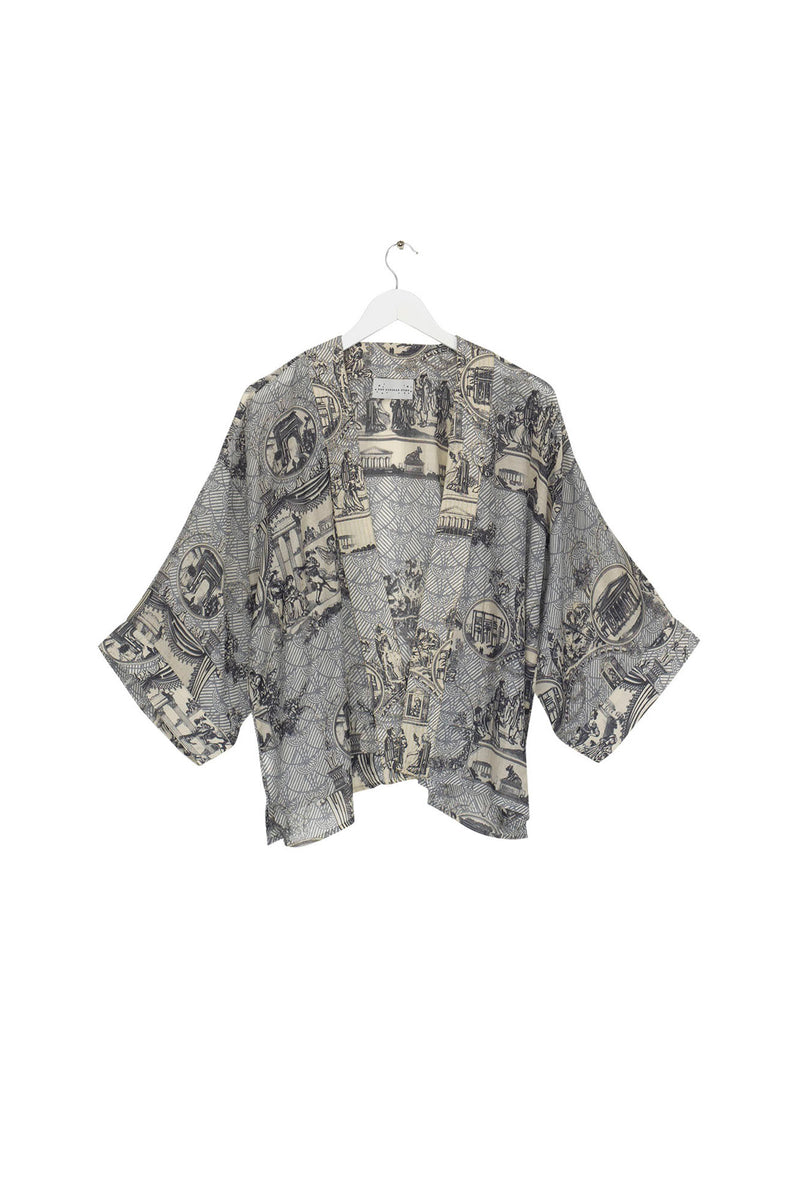 One Hundred Stars Ancient Columns Charcoal Kimono