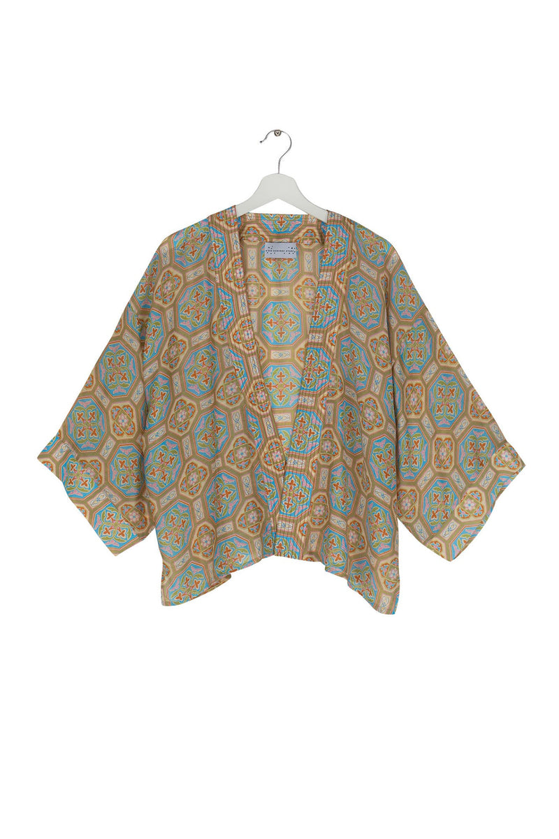 One Hundred Stars Vintage Tiles Blue Kimono