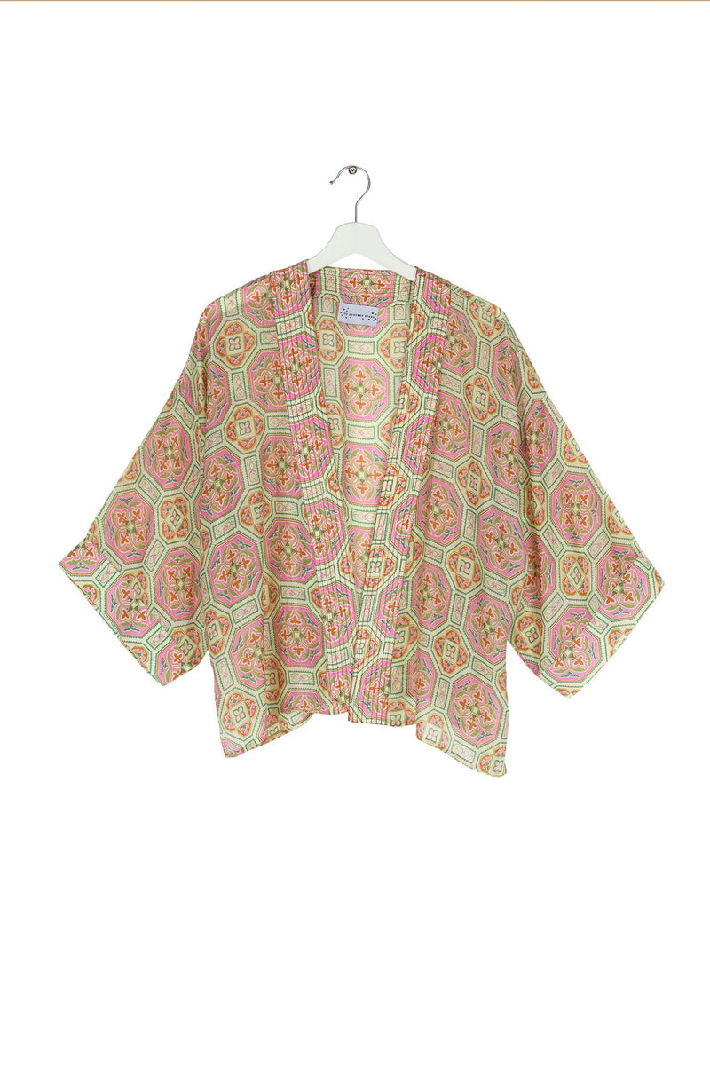 One Hundred Stars  Vintage Tiles Pink Kimono