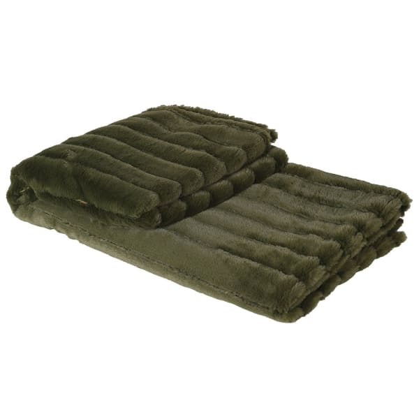 Throw Moss Green Faux Fur